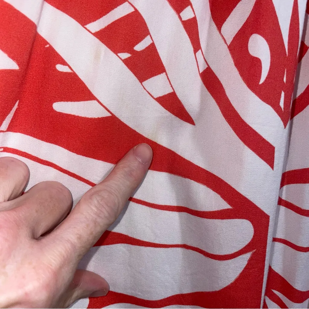 Sheridan French Kelly Dress Coral Boho Leaf Women Size M Tiered Maxi Smocked Red Size M - Image 6