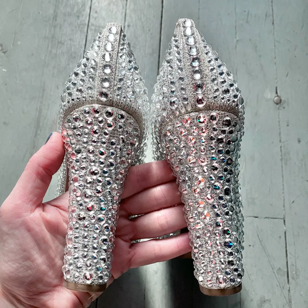 Michael Kors Fallon Mary Jane Glitter Rhinestone Stud Platform Pumps Heels Bride - Image 6