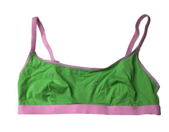 Parade Re:Play Scoop Neck Wireless Bralette Lime Green and Light Pink Sz Small - Image 1