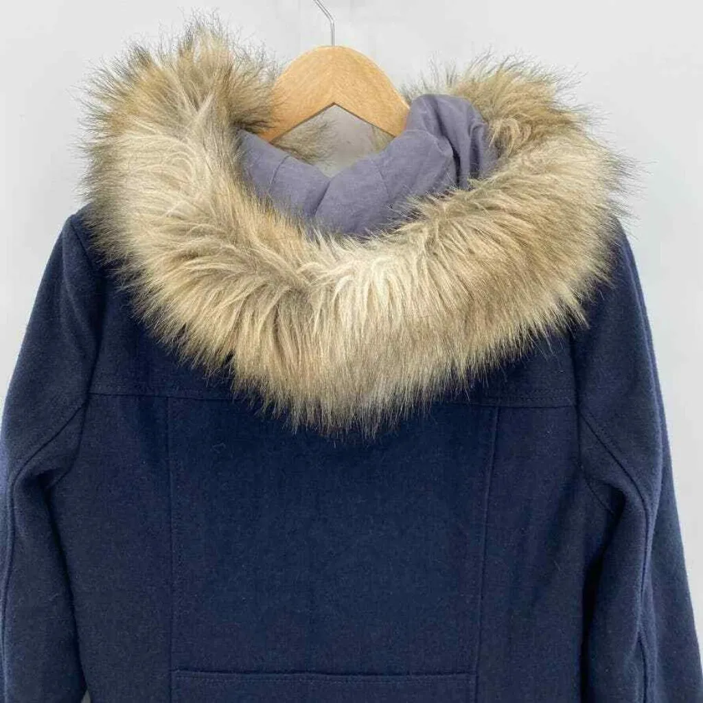 American Eagle Outfitters Duffel Coat‎ Womens Large Navy Blue Wool Flannel Lined - Image 4