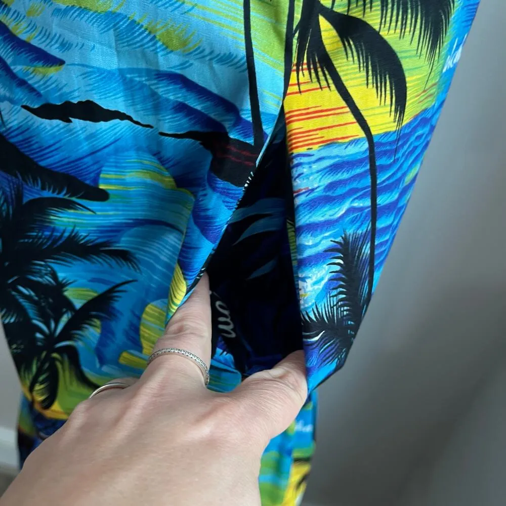 Royal Hawiian Creations Vintage Sunset Island Midi Dress Sz S Blue - Image 7