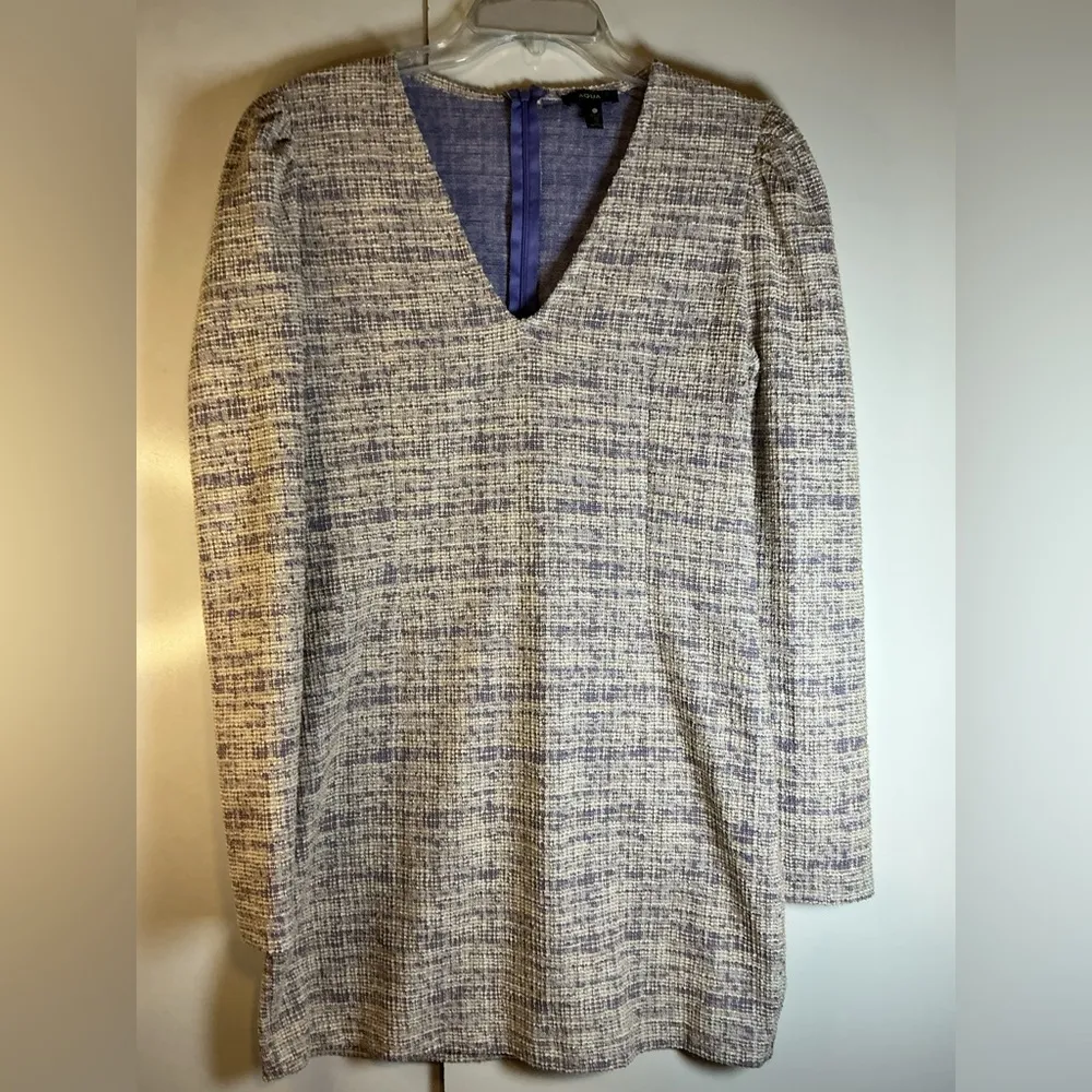 Aqua Cream and Purple Long Sleeve Dress 0144 - Image 2