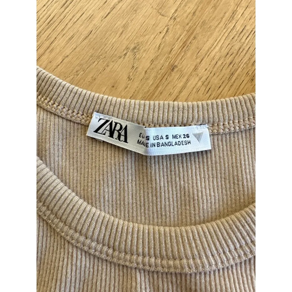 Zara Sleeveless Ribbed Tank in Tan - Image 2