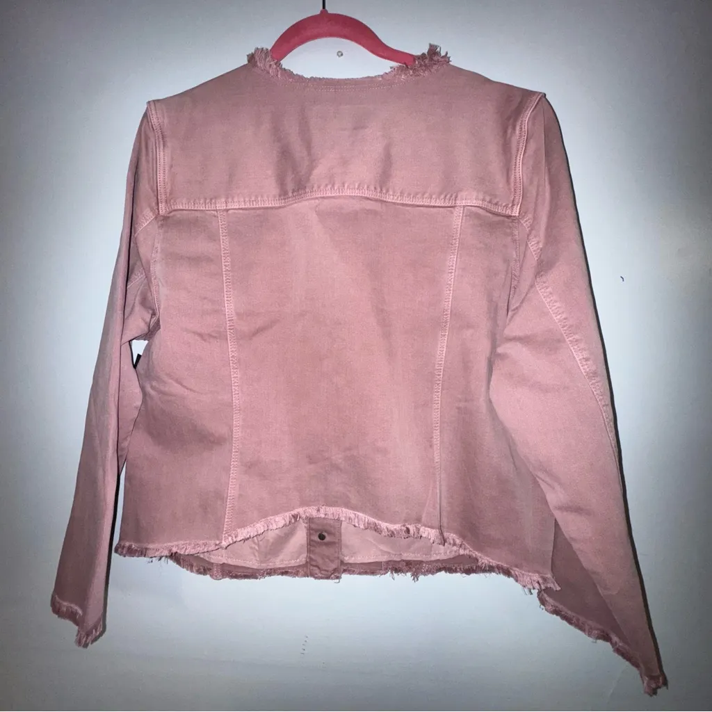 Liverpool women’s Aster‎ Mauve pink jean denim jacket Frey hem size Petite XL - Image 2