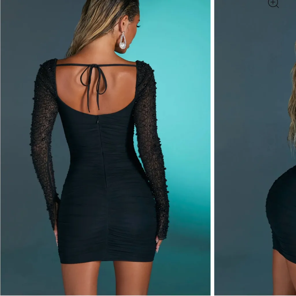 St Germain Embellished Long Sleeve Mini Dress in Black - Image 3