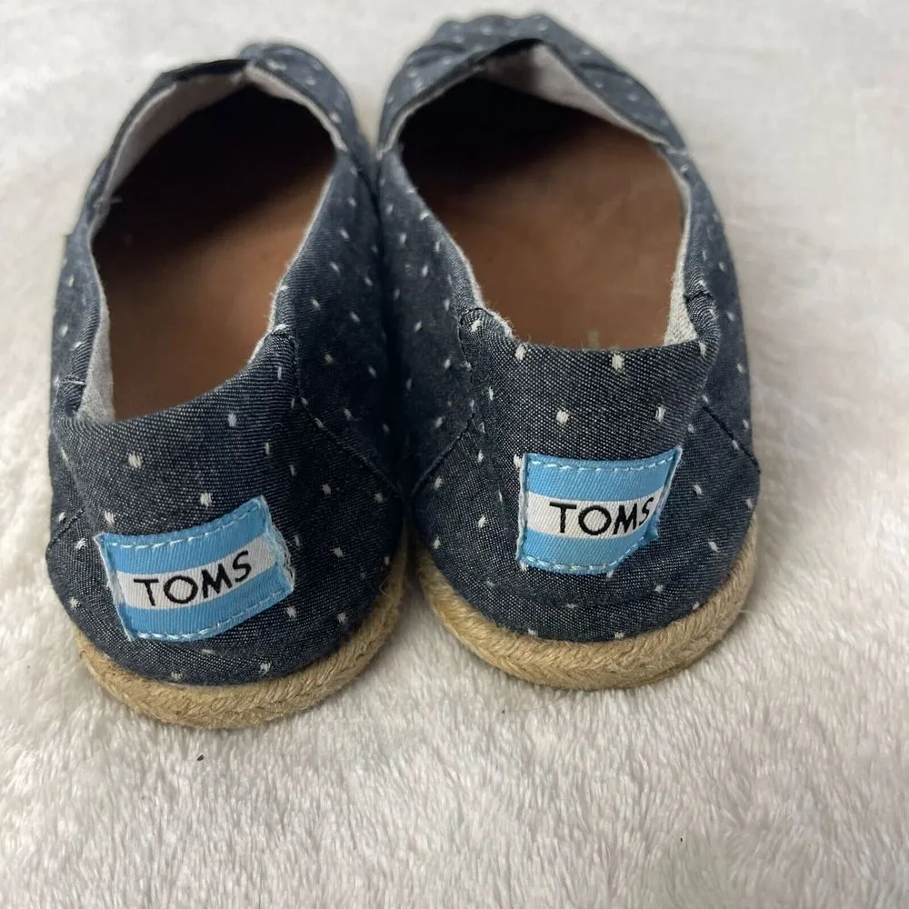 Toms Espadrille Alpargata Dot Chambray‎ Slip On Shoes Womens 6.5 Black Rope Sole - Image 9