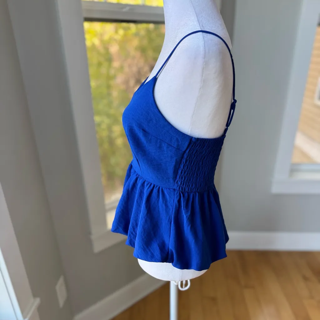 Monteau Cobalt Blue Peplum Cami Tank Top Size Medium - Image 2
