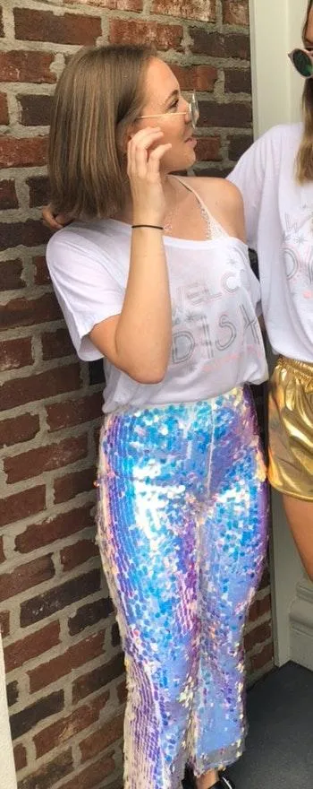 Dolls Kill Holographic Sequin Bell Bottoms - Image 2