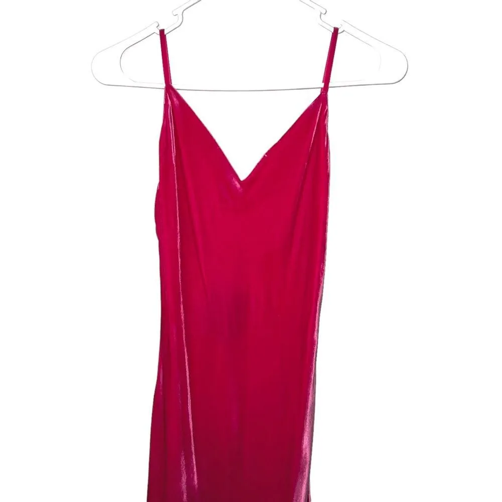 LE SUPERBE Pink Velvet Slipping Out V Neck Bias Cut Maxi Dress Size 2 - Image 8