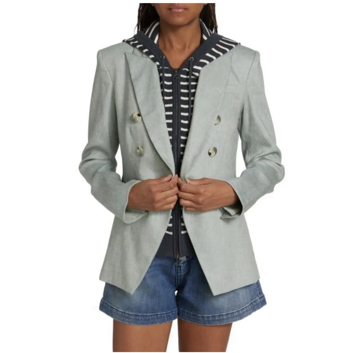 Veronica Beard Miller Stretch Linen Dickey Jacket in Seafoam Size 0 - Image 2