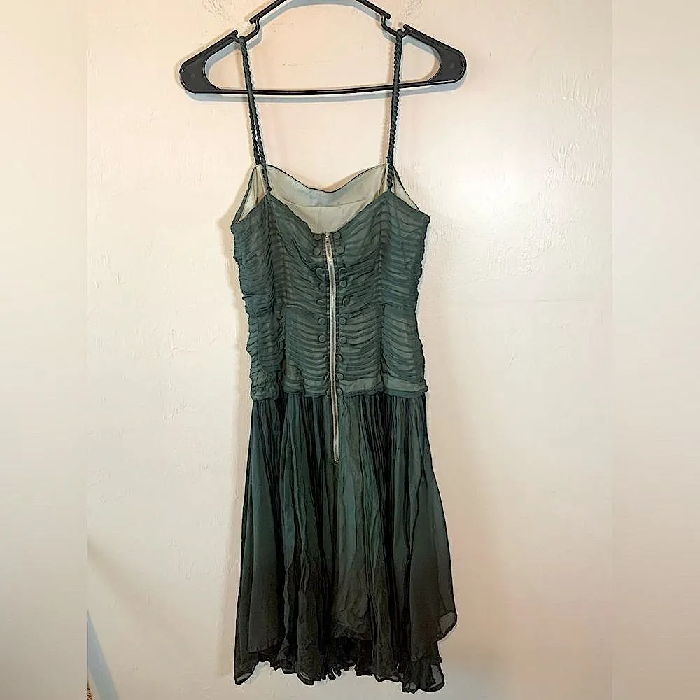 Binetti Olive green military flapper inspired silk dress size 2 Green - Image 2