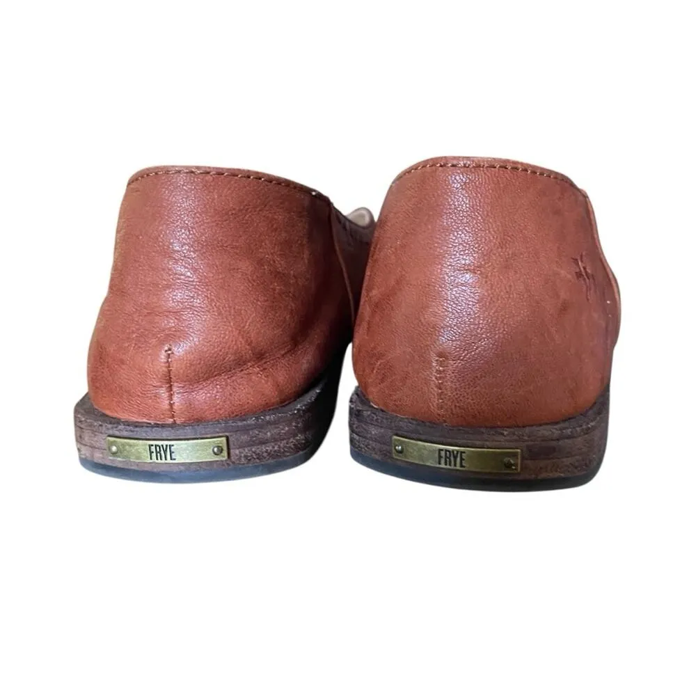 Frye Claire Ballet Flat Leather Cognac Cabrast color brown size 8.5 fits 9 - Image 6