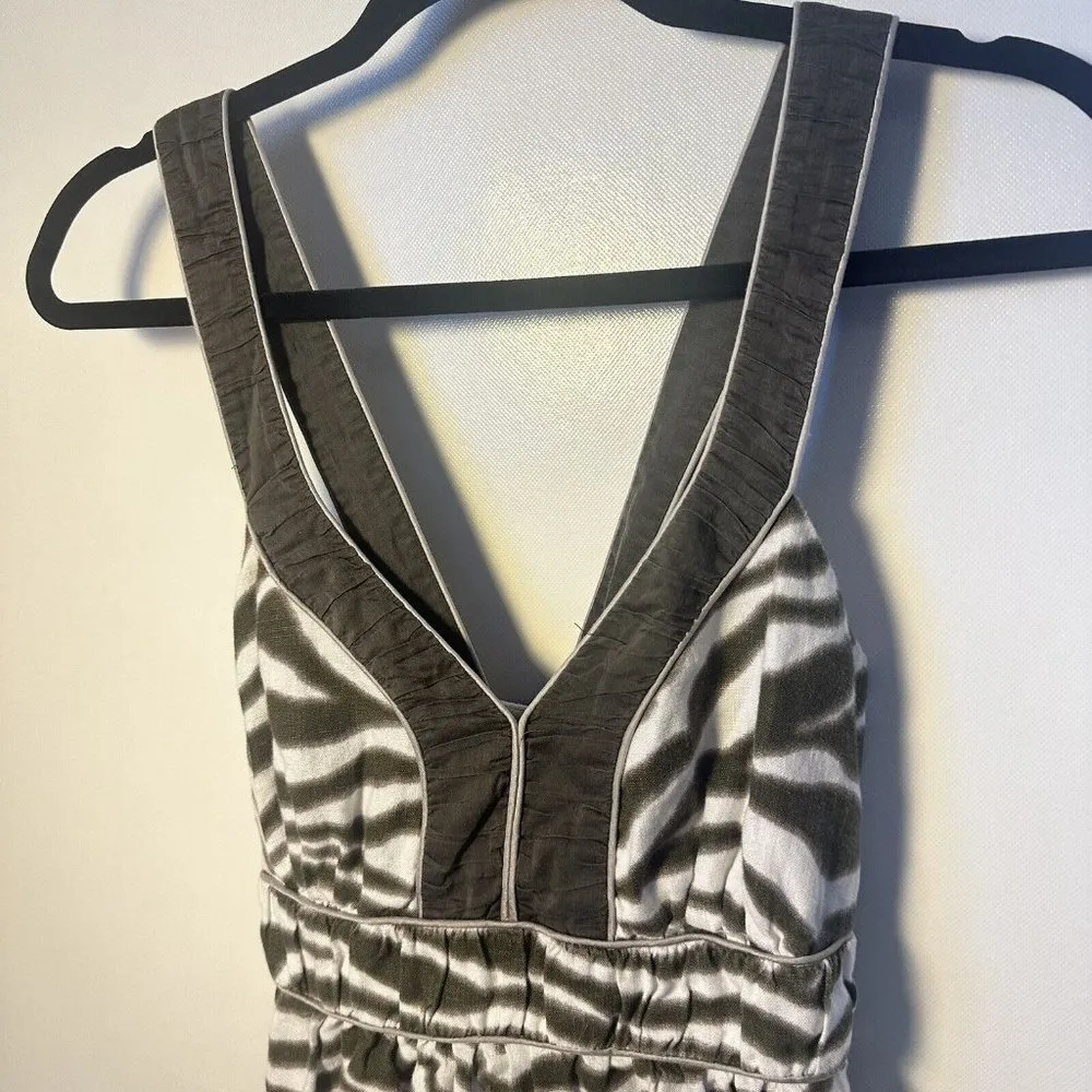 Banana Republic Dress Womens 4 Green Gray Organic Linen Pencil Party Sun… - Image 7