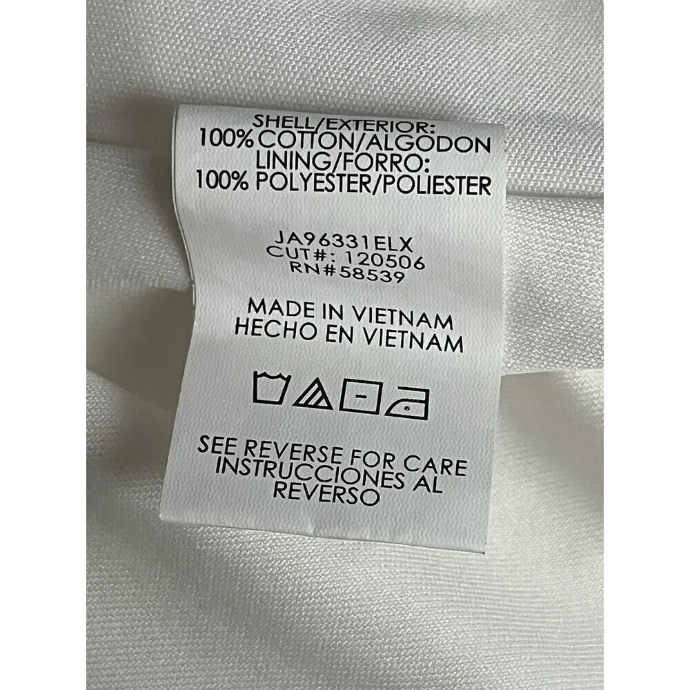 xtraordinary Womens Eyelet Scalloped White Mini Crochet Dress Classic Preppy L - Image 7