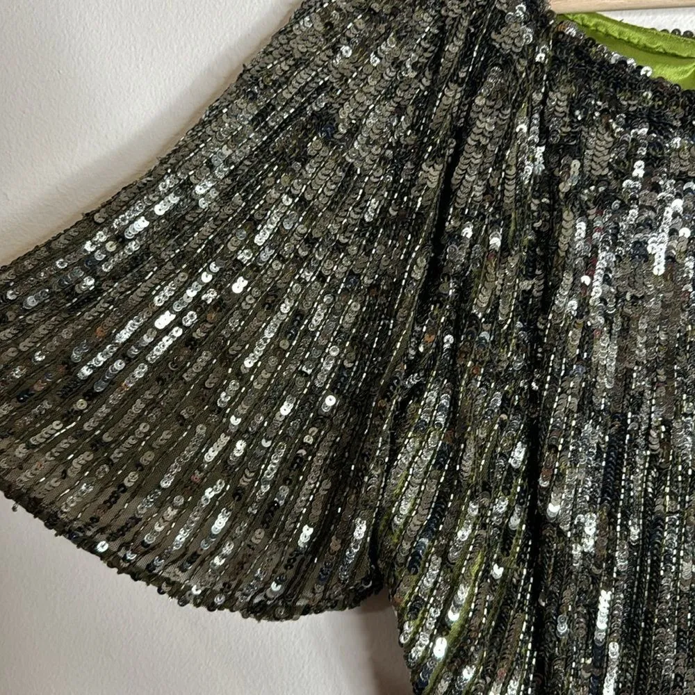 Mac Duggal Sequined High Round Neckline Stunning Dress embellished size 16 - Image 8