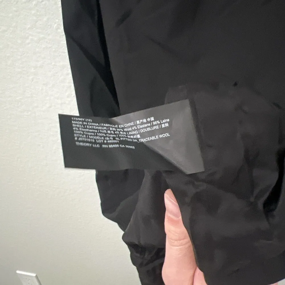 Theory  SL Traceable Wool Fitted Black Career Dress Size 12 - Image 5