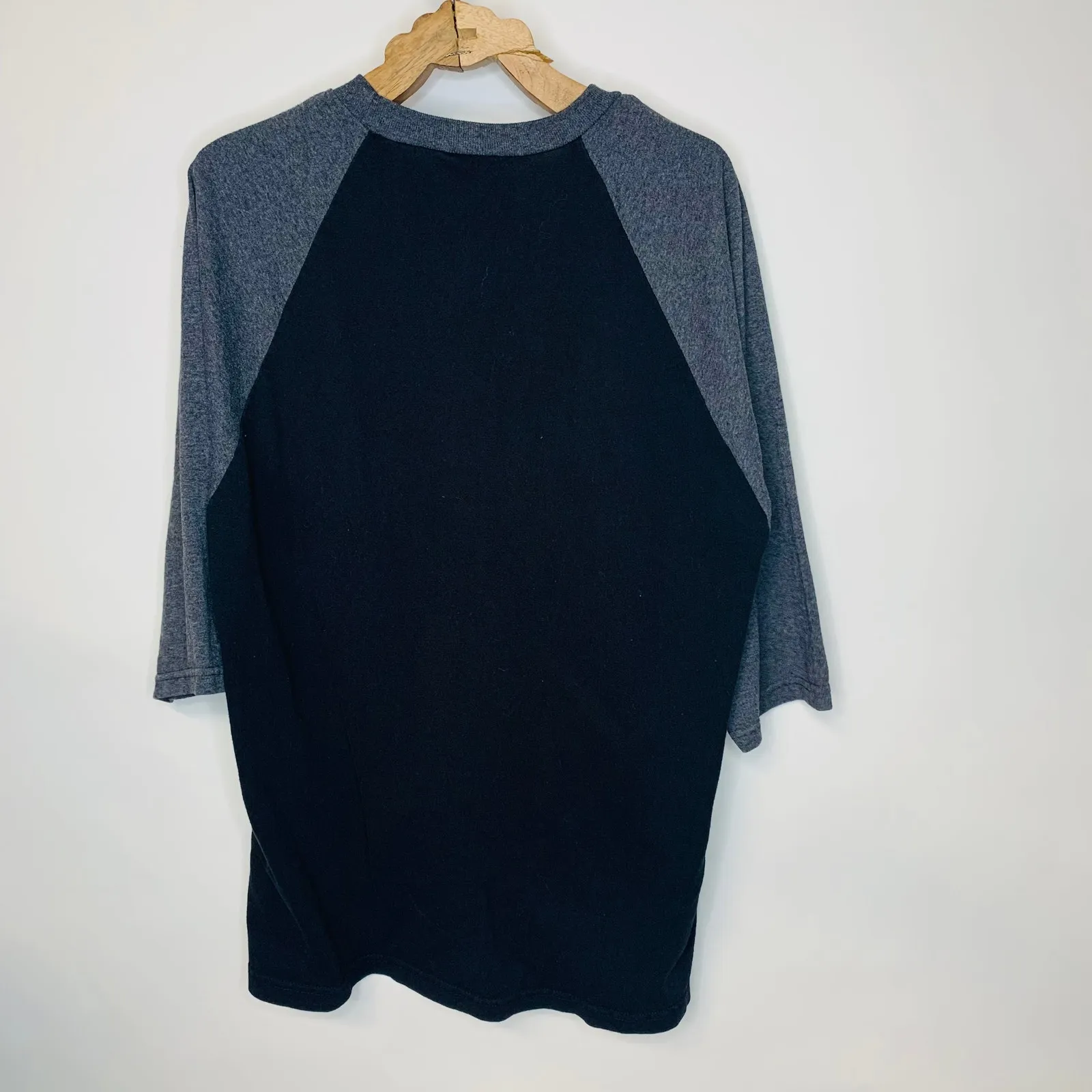 Heavy Vintage Baseball Shirt Blank Black Gray Size M - Image 6