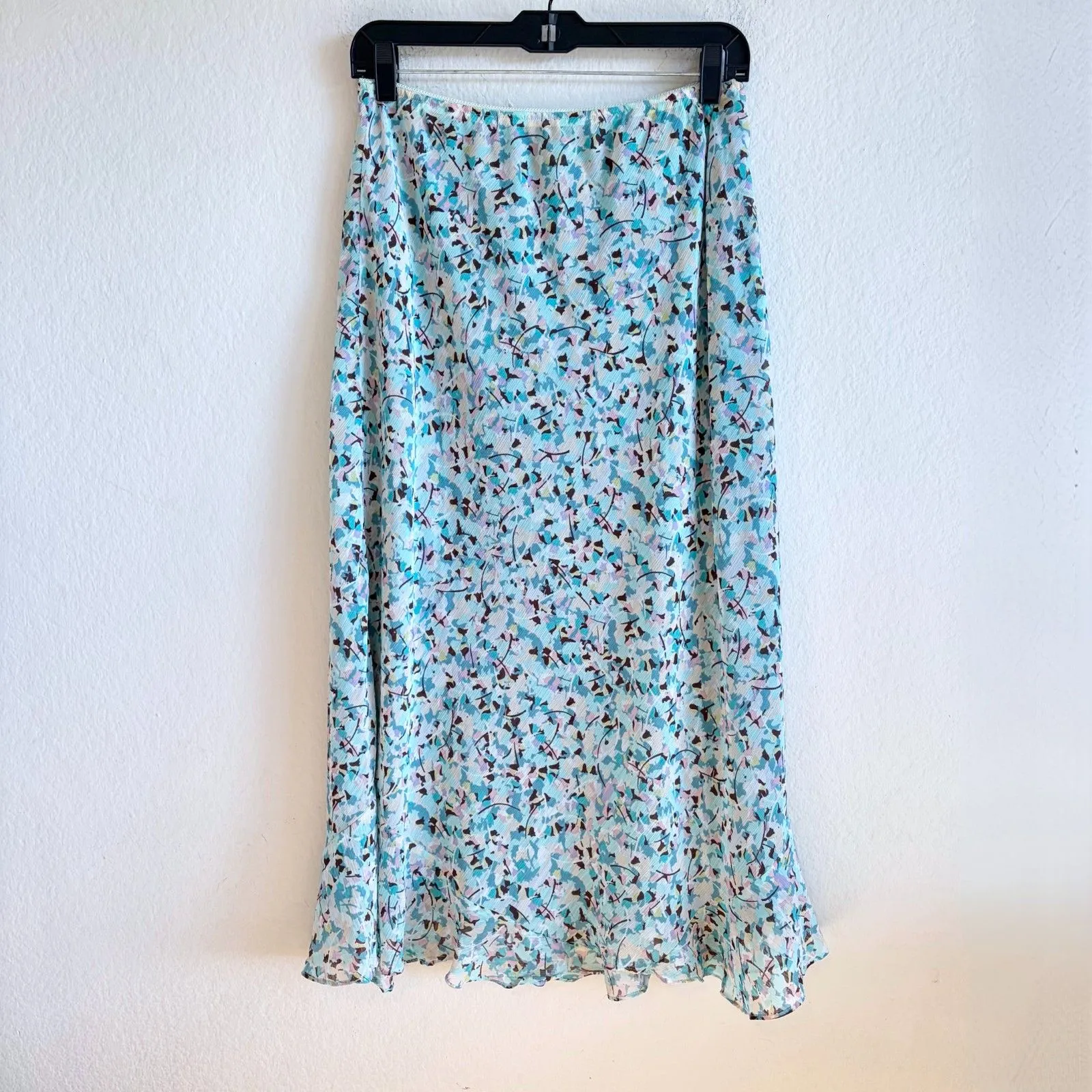 NOTATIONS Vtg 90s Blue Floral Whimsigoth Grunge Fairy Midi Skirt Womens Large - Image 6