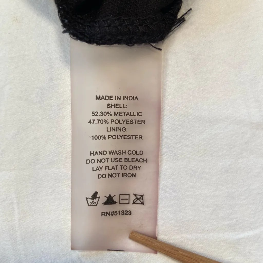 Vince Camuto Metallic V-Neck‎ Blouse, long sleeve, black and gold, size Small - Image 7