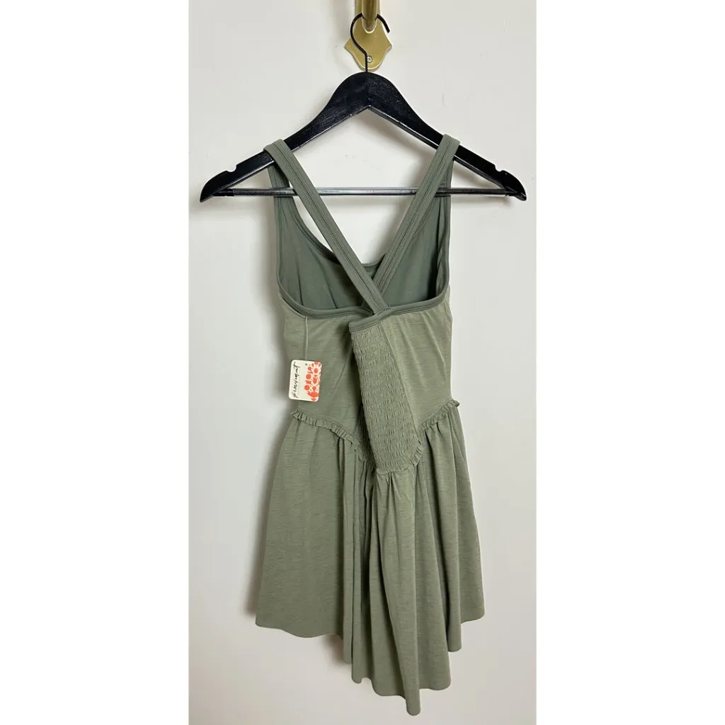 FREE PEOPLE Movement Smockin' Hot Dress in Sage Stone Size Small NWT Green - Image 5
