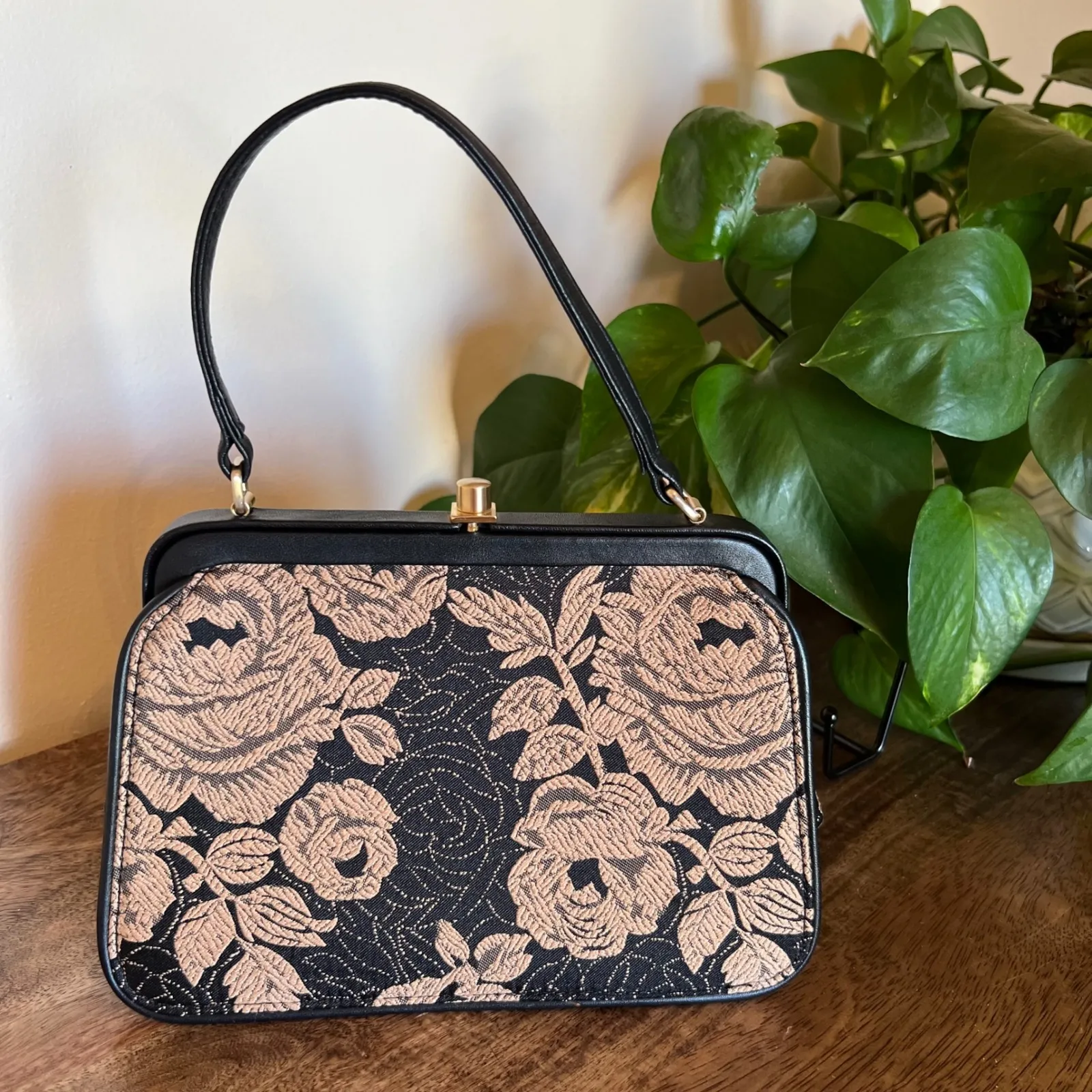 Ann Taylor Floral Tapestry Top Handle Bag‎ Purse Designer Handbag Elegant Formal - Image 8