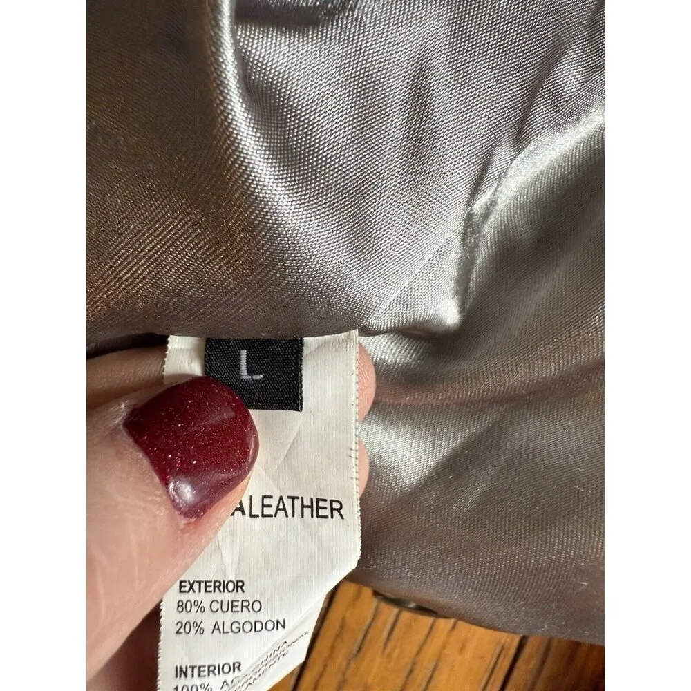 Doma Leather Jacket Genuine Lamb Leather Gray Moto Biker Womens Large - Image 10