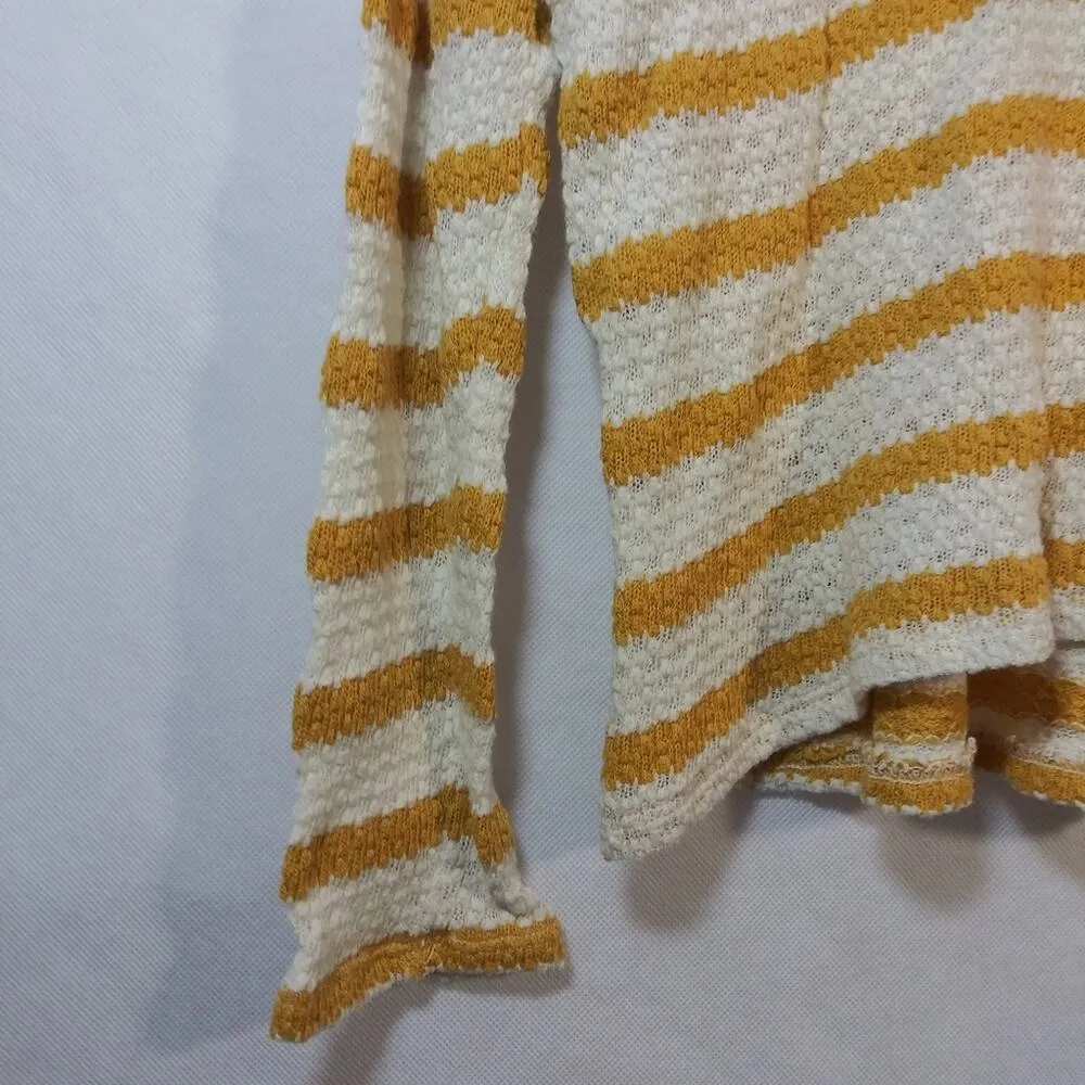 Sadie & Sage Yellow Stripe V Neck Knit Sweater Top Size Small - Image 3