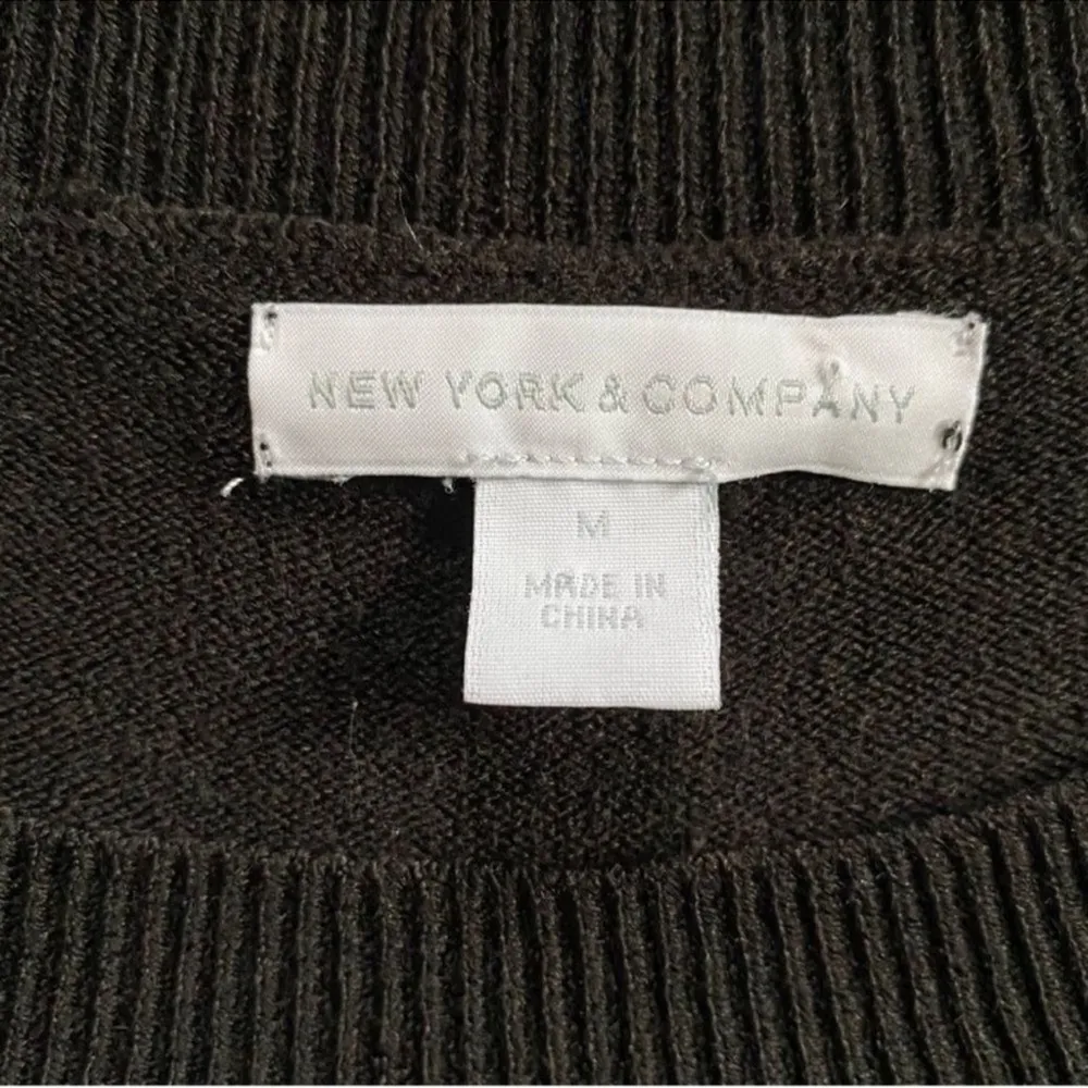 New York & Company Crewneck 3/4 Sleeve Pullover Sweater Black Size Medium - Image 5