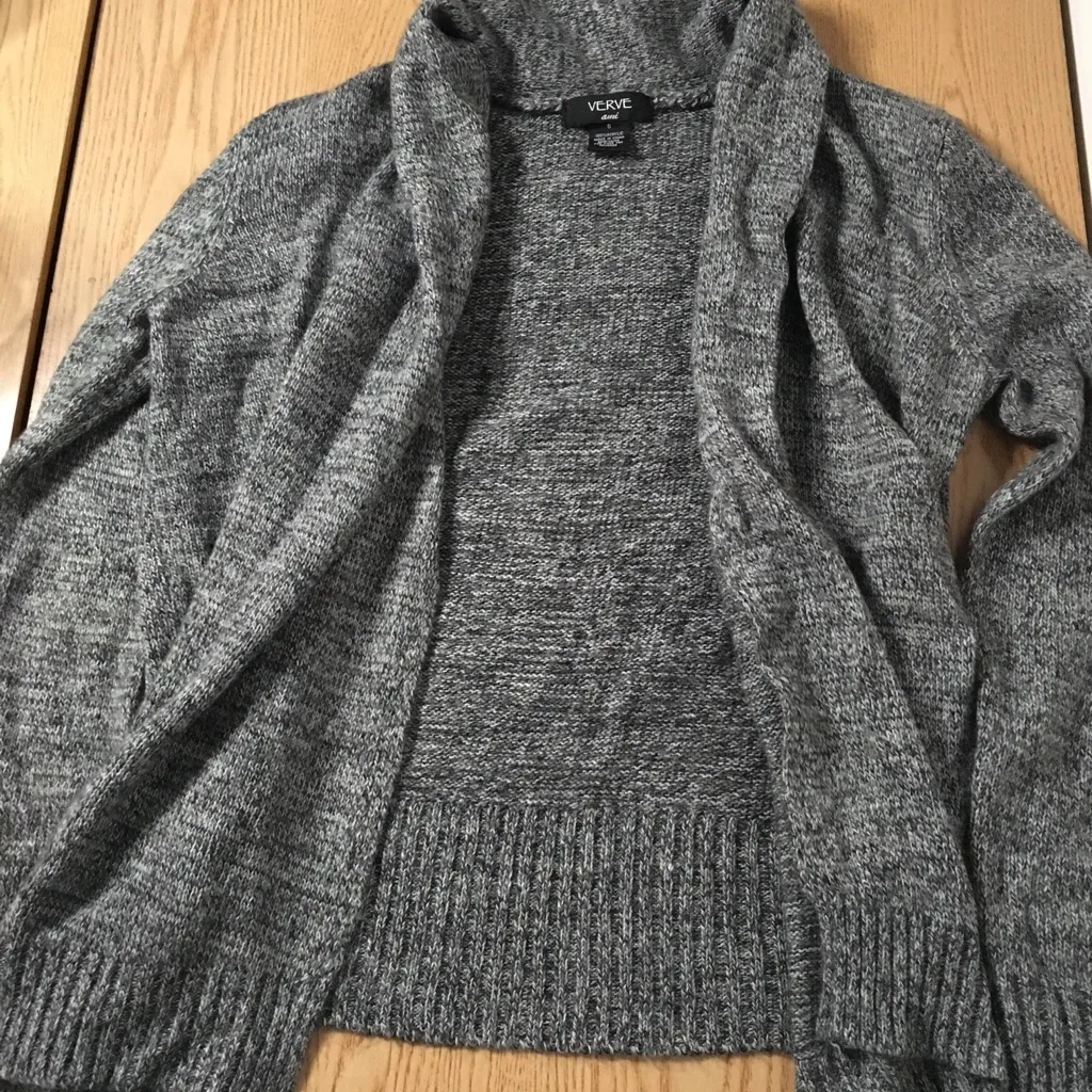 #3 Womens Verve Ami Gray Black White Marble Cardigan Sweater Stretchy Size Small - Image 2