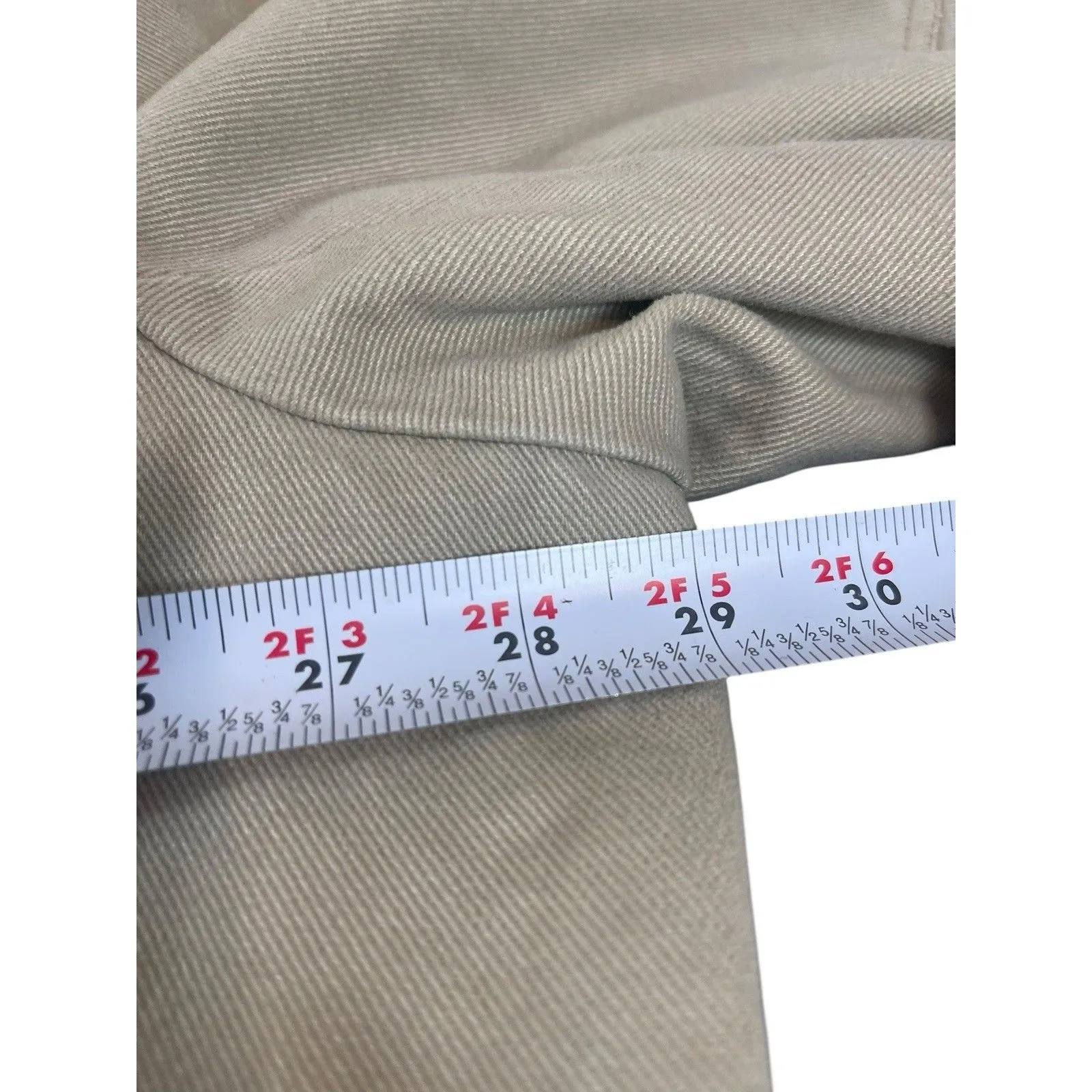 Denim & Co 3X Khaki 100% Cotton Jacket Denim Blue Trim Barn Coat Utility Style - Image 10