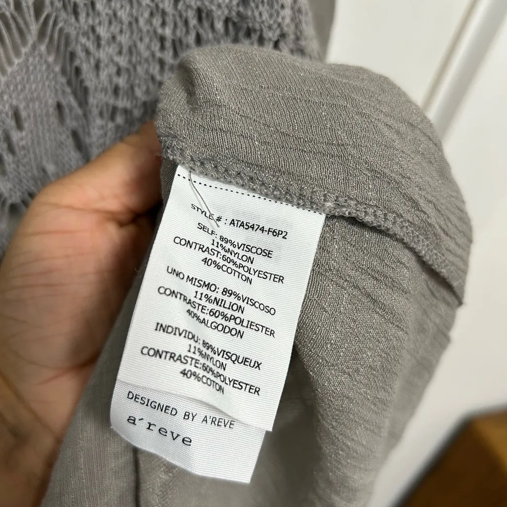 A'Reve Charcoal Lace Women's Blouse Gray Size undefined - Image 3