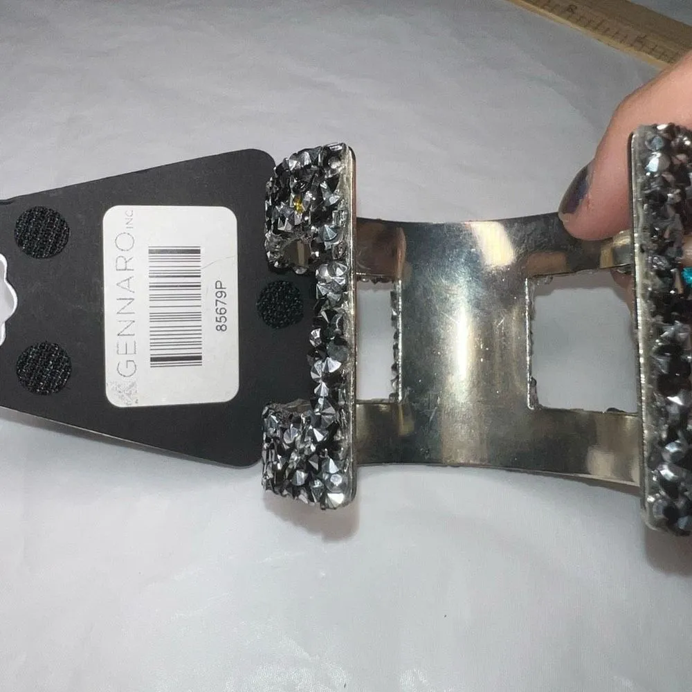 G by Gennaro Chunky Crystal Cuff Bracelet Silver - Image 7