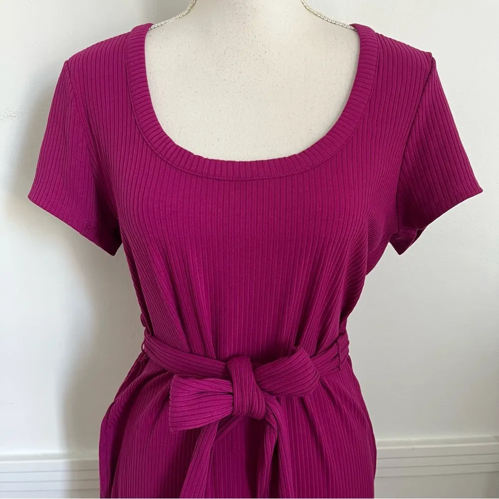 Bar III • NWT Vivid Orchid Tie Waist Ribbed Dress - Image 2