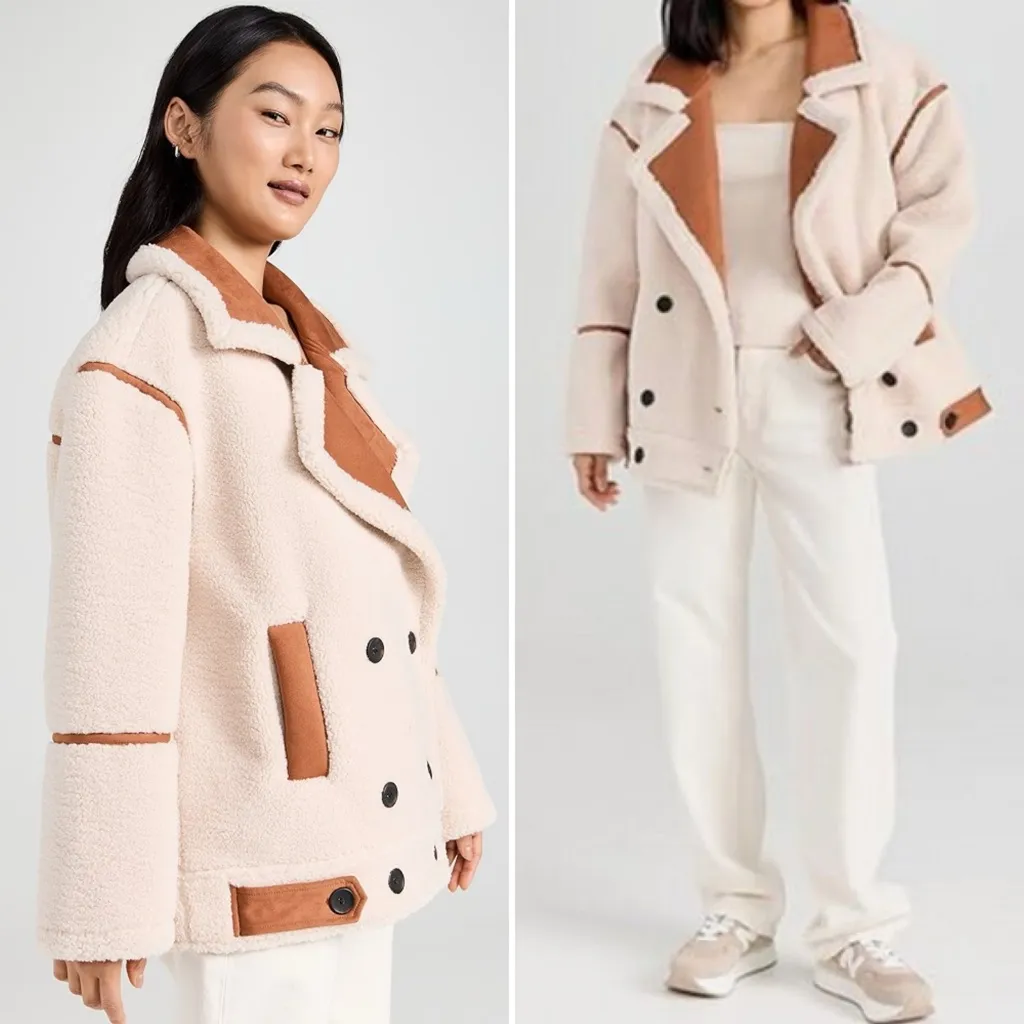 BLANKNYC “Out Of Town” Sherpa Jacket Size Small NWT Cream/Tan NWT - Image 3