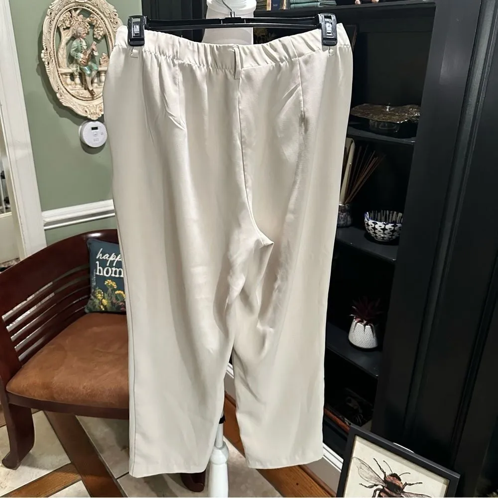 Max Studio Cream Trousers Size Large - Image 4