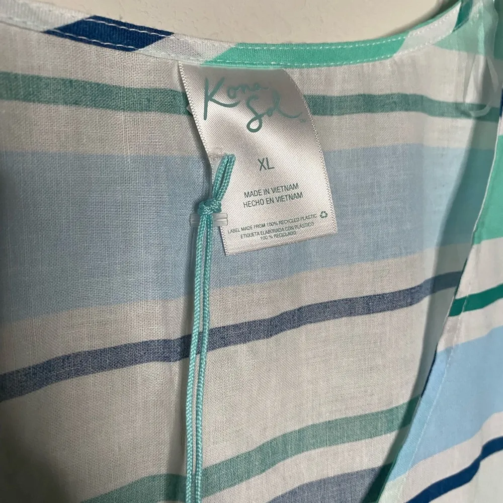 Kona Sol Women's V Neck Tunic Cover Up Blue Lightweight Size XL Extra Large - Image 6