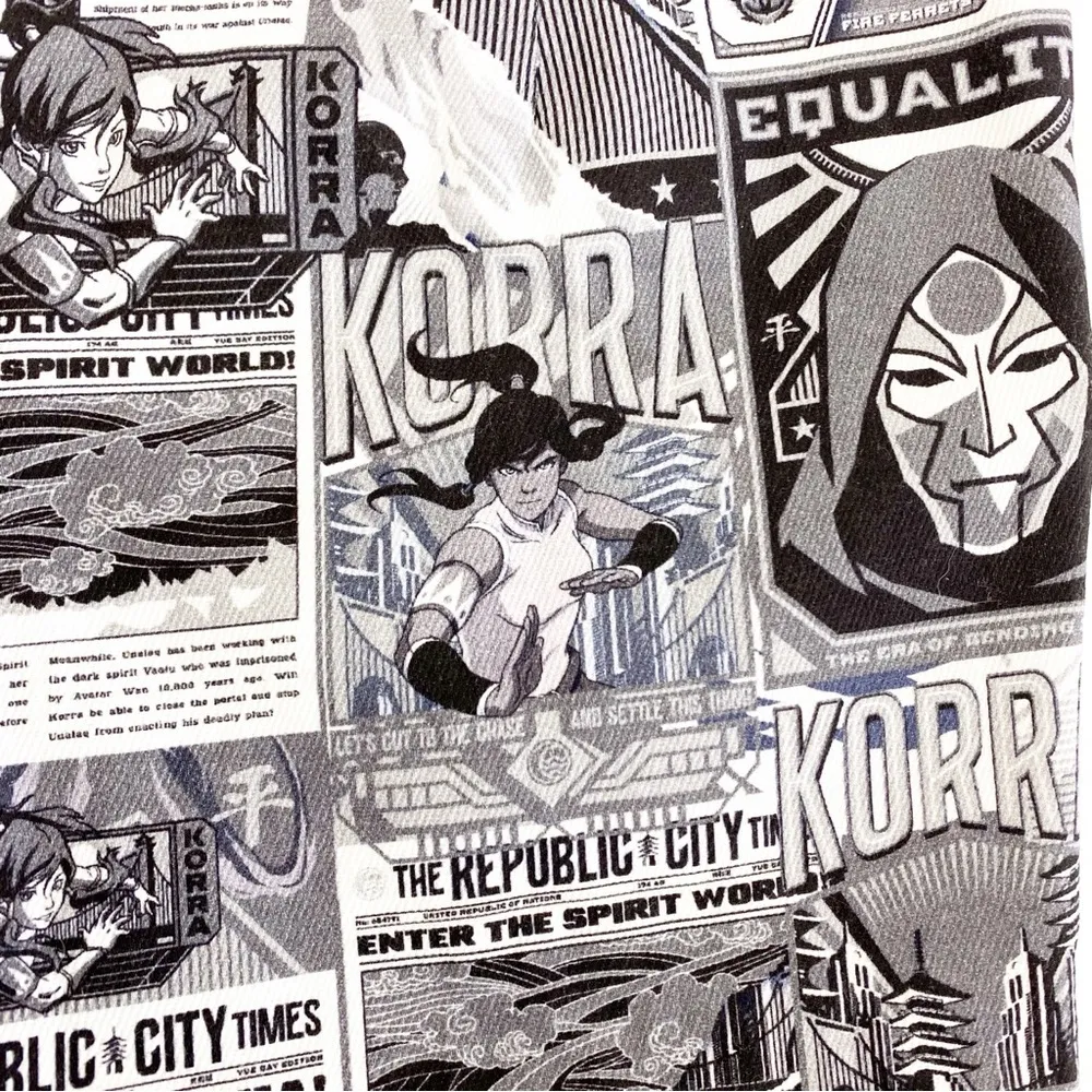 Blackmilk X Avatar Korra Republic City News Cargo Pants Joggers: Black White - Image 14