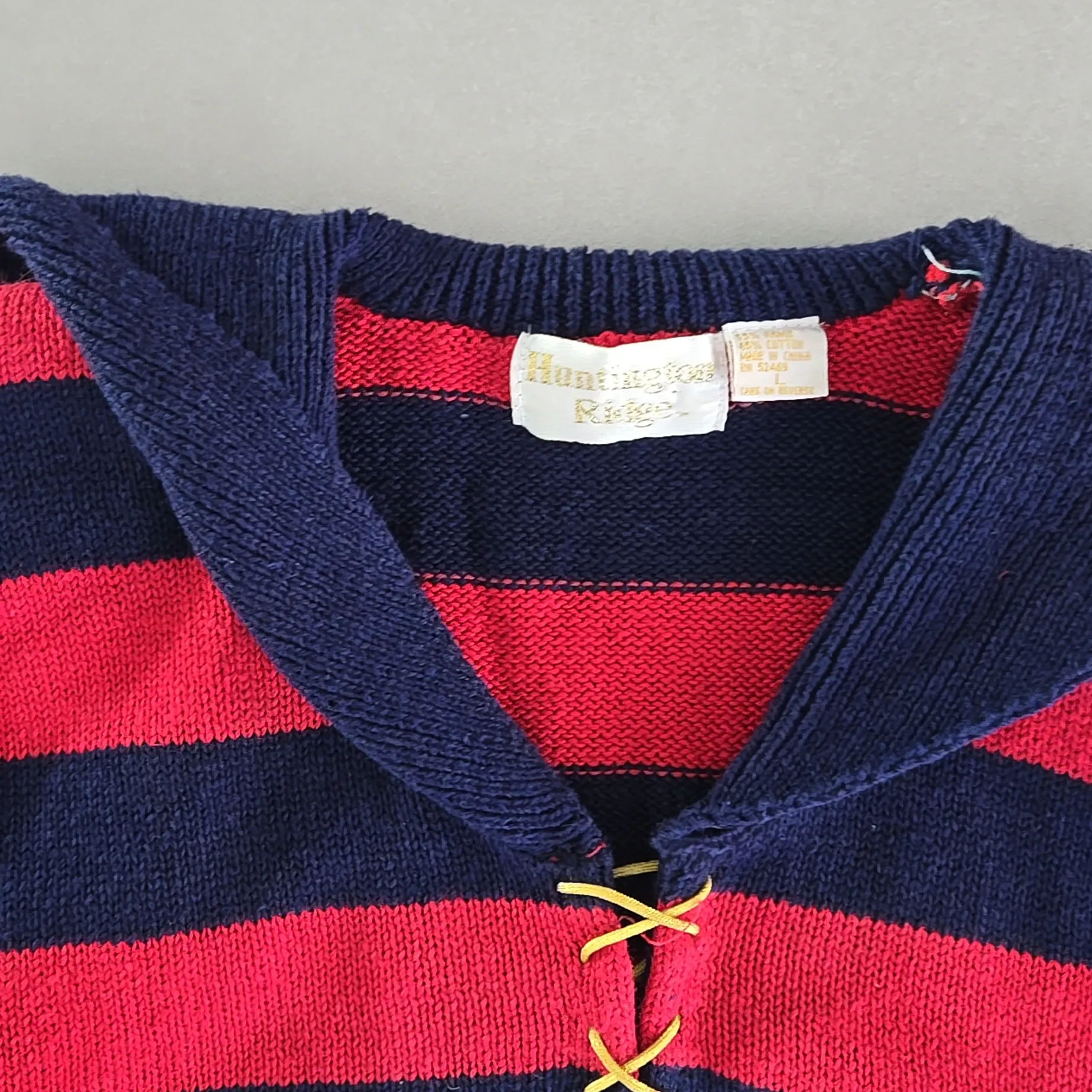 Vintage Hungtinton Ridge Woman's Sailor Striped Sweater Size L Red Size L - Image 4