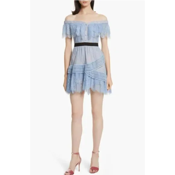 Self-portrait Off the Shoulder Lace Mini Dress - Image 6