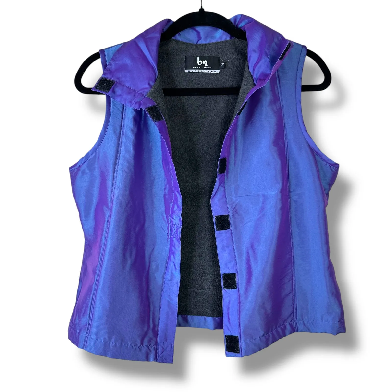 Blanc Noir BN Iridescent Purple Y2K Fleece Sleeveless Collar Swish Vest Medium - Image 2