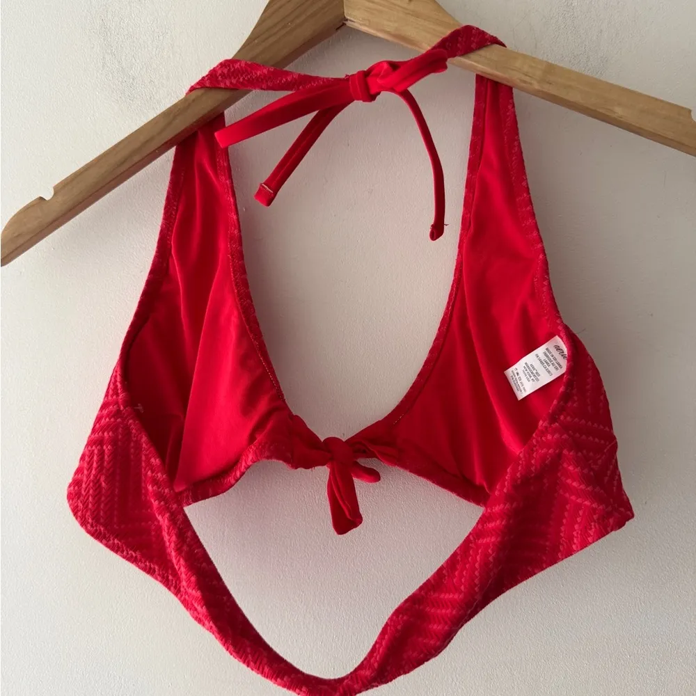 Aerie Womens Red Triangle Padded Halter Bikini Swim Suit Top - Image 3