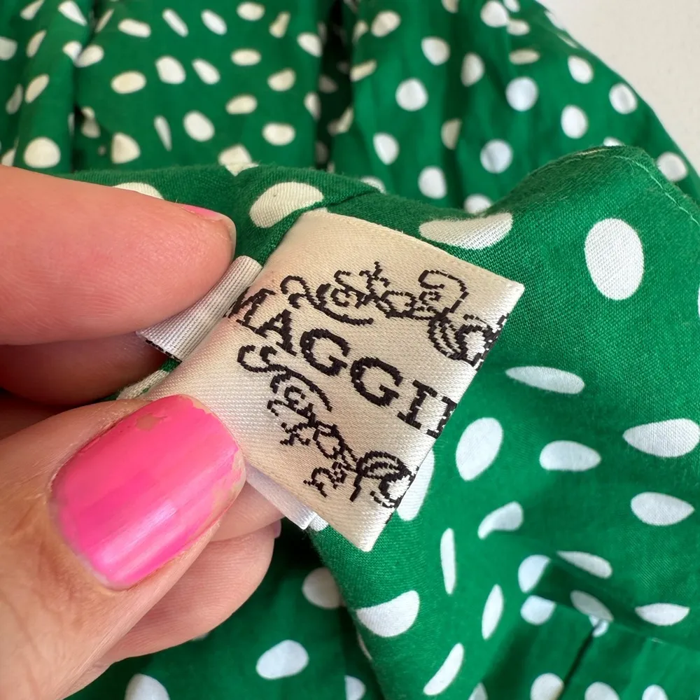 Vintage Maggie Tang Retro Polka Dot Cotton Dress A Nostalgic Delight Green M Size M - Image 8
