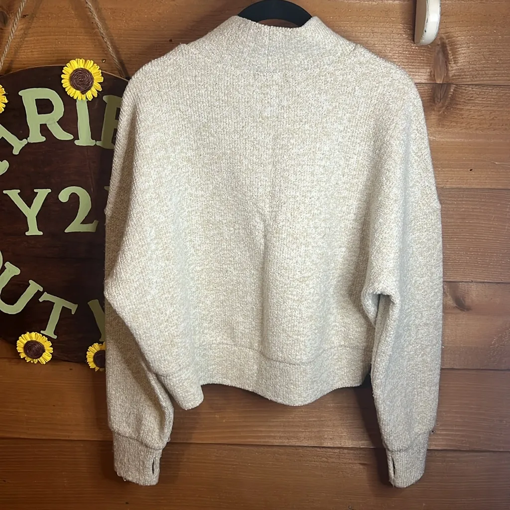 Offline Aerie Mockneck Snowday Oat Tan Cream Yoga Sweatshirt Crop Oversize XS-M - Image 6