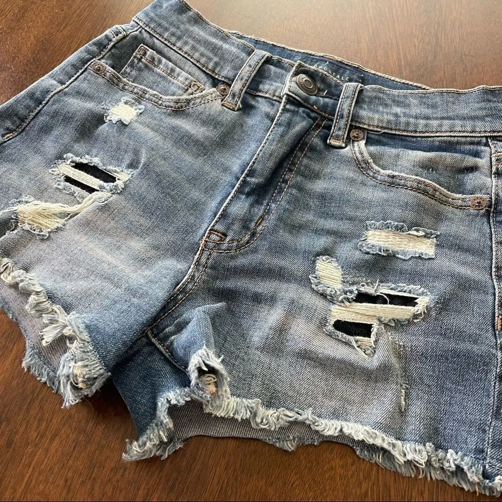 Aeropostale Cheeky Distressed High Rise Denim Jean Shorts Sz 00 - Image 6