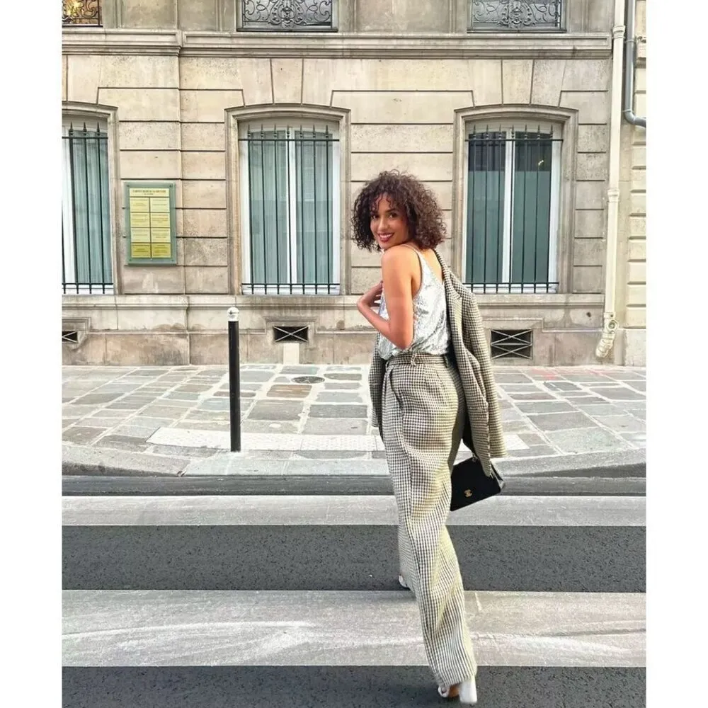 Forte Forte Metallic Silk Blend Tank Top Estrella Womens Size III US 8 Silver - Image 4