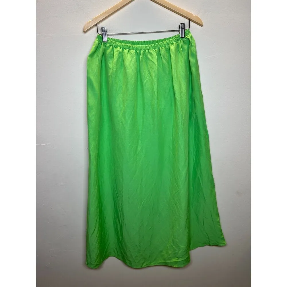 & Other Stories & Other Stories Women's Size 4 Green Midi Skirt Side Slit Elastic Waist NWT - Image 2