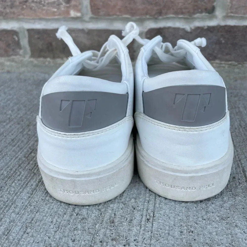 Thousands Fell White Leather Lace Up Sneakers Womens Size US 8 Gray - Image 5
