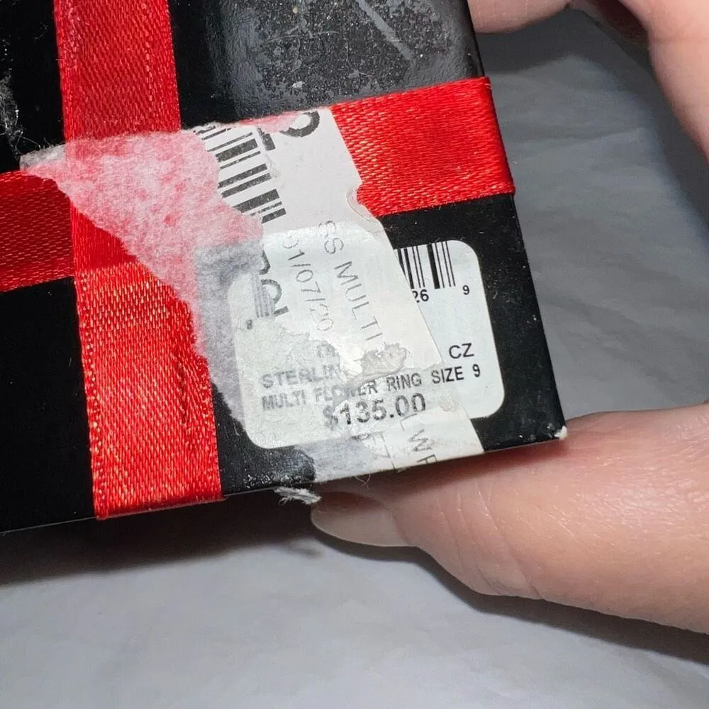 Sterling Silver and Genuine Gemstones Cocktail Ring New With Box size 9 - Image 9