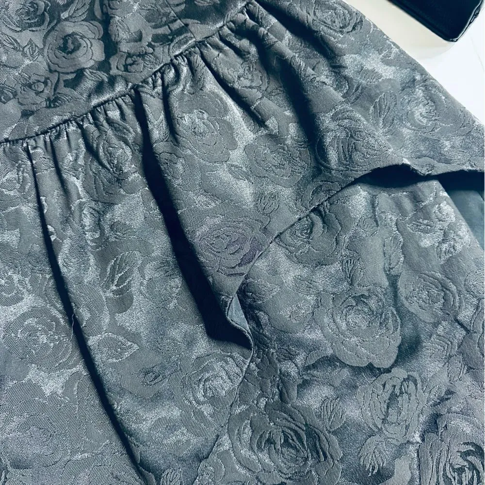 Keepsake the Label Black Floral Asymmetrical Peplum Cocktail Mini Dress Black Size M - Image 11