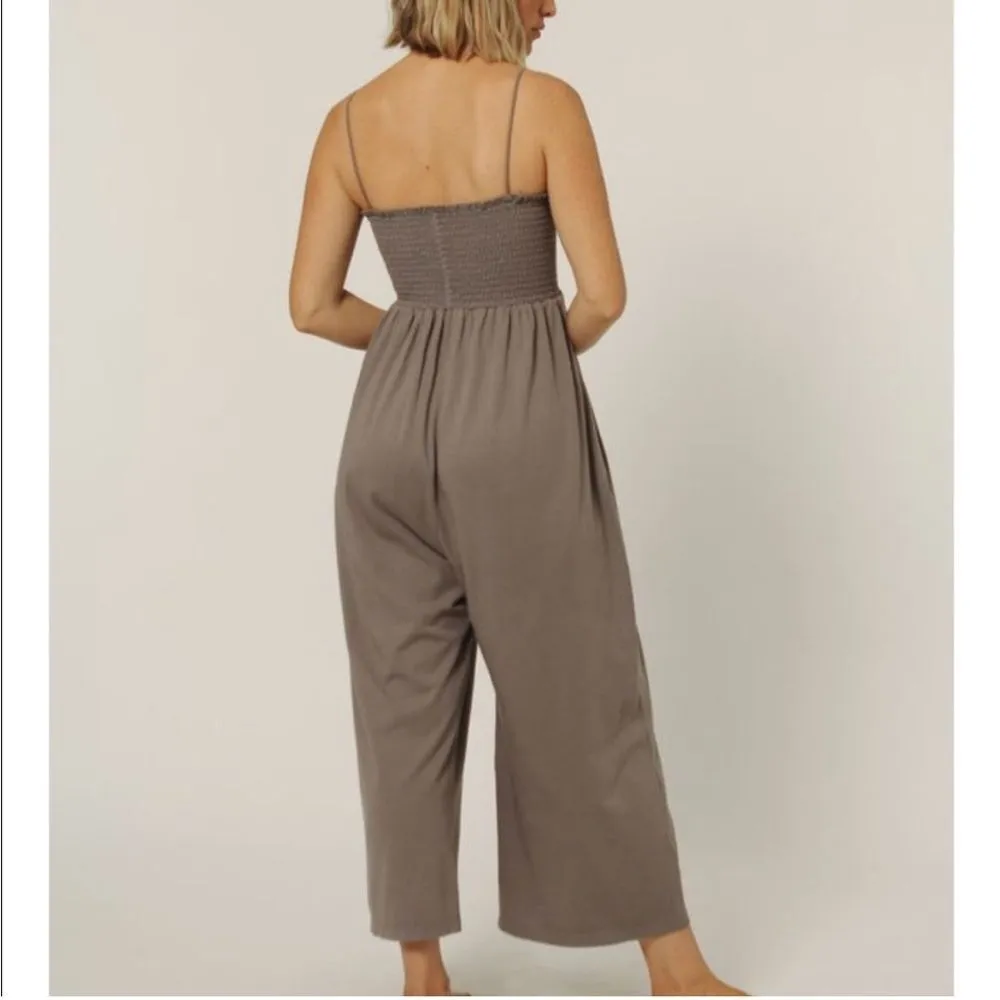 Calder Blake Small Lili Jumpsuit Anthracite Smocked Wide Leg Relaxed Fit Comfy - Image 4